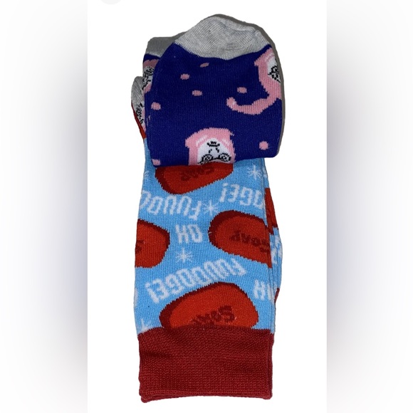 A Christmas Story Crew Socks 2 Pair Men 8-12 Blue Pink Bunny Ralphie Oh Fudge - Picture 8 of 12